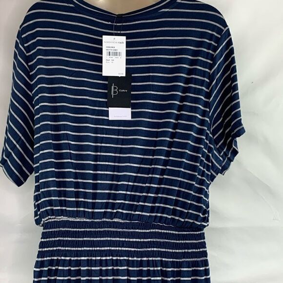 Bobeau Celeste navy and grey smocked waist dress NWT - Picture 5 of 8